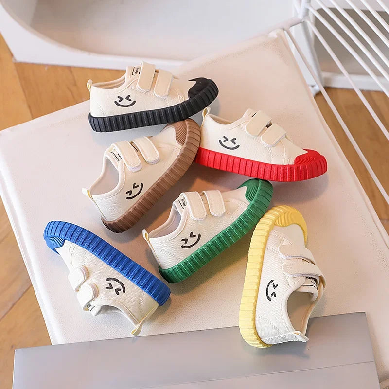 Canvas Smiley Face Velcro Barefoot Sneaker