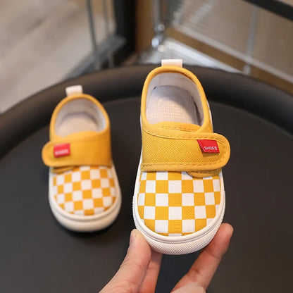 Canvas Skate-Style Barefoot Sneaker - Mustard Yellow and White